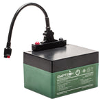 12V 22Ah LiFePO4 battery front view with charger