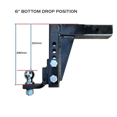 Brutus 4.5T Adjustable Hitch 6"  Drop Rise with 70mm Tow Ball & Lock