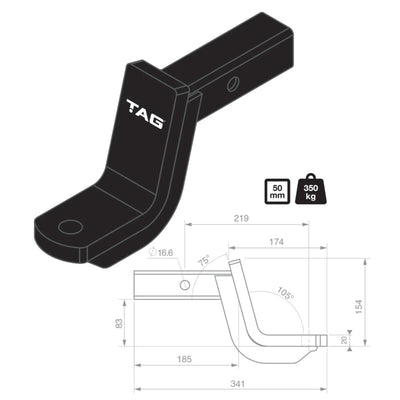 TAG Tow Ball Mount for Toyota Landcruiser (08/2007 - on)