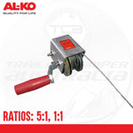 ALKO Premium Cable Winch 700kg Capacity - 5:1 & 1:1 - 5mm x 6 Meter Cable