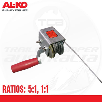 ALKO Premium Cable Winch 700kg Capacity - 5:1 & 1:1 - 5mm x 6 Meter Cable