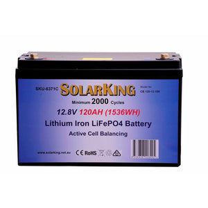 Solarking 120Ah 12V Lithium Battery LiFePo4 100A BMS Active Cell Balancing