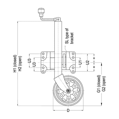 AL-KO 8 Inch Jockey Wheel Diagram