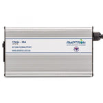Amptron 12V 30A Lithium LiFePO4 Battery Charger with AC to DC 240V input, compact black unit with