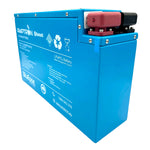 Amptron 200Ah battery top view showing terminal layout