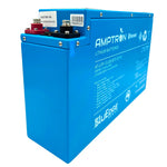 Slimline side profile of Amptron 200Ah battery in aluminium casing