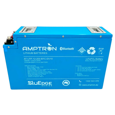 Amptron BluEdge 12V 200Ah Slimline LiFePO4 Battery front view