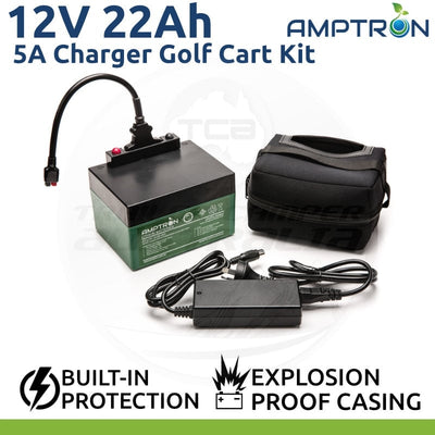 Amptron 22Ah 12V Lithium LiFePO4 Battery 5A Charger Golf Cart Kit