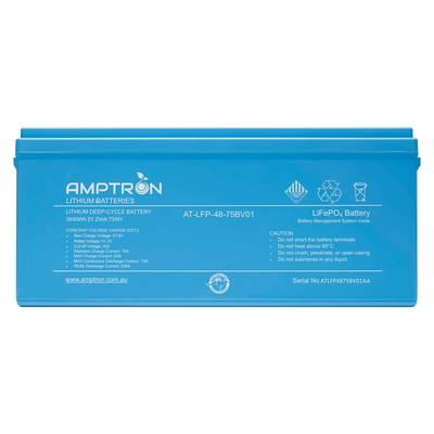 Amptron 48V 75Ah Lithium Iron LiFePO4 Battery 75A BMS Prismatic Cell Balancing