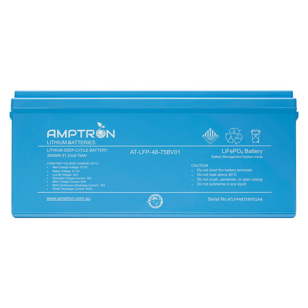 Amptron 48V 75Ah Lithium Iron LiFePO4 Battery 75A BMS Prismatic Cell Balancing