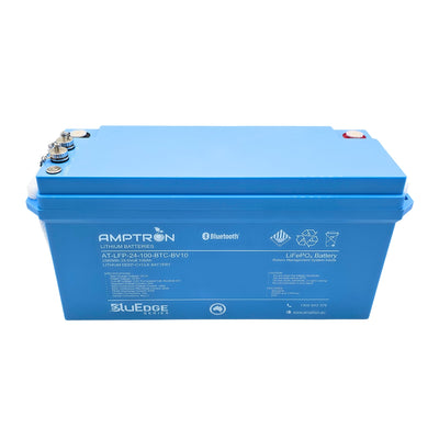 Front view of Amptron BluEdge 24V 100Ah battery