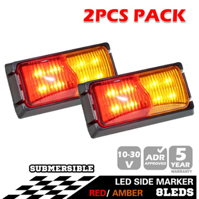 Pair LED Side Marker Amber Red Indicator Lights