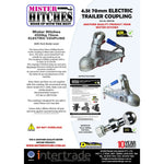 MISTER HITCHES ELECTRIC BRAKE COUPLING, 4500KG, 70MM WITH HAND BRAKE LEVER