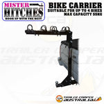 MISTER HITCHES 4 Bike Carrier Hitch Mounted Rack Folds Flat Tillable 1600kg