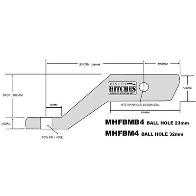 MISTER HITCHES 4.5T ION FORGED BALL MOUNT 102MM (4") DROP 7/8" BALL HOLE