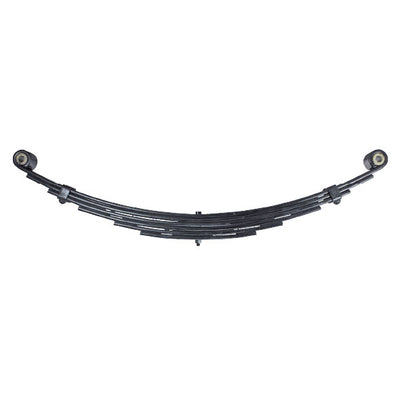 Ark 6 Leaf Shackle Spring 50mm Offset Bolt front view, showcasing heavy-duty construction