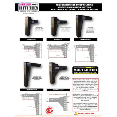 MISTER HITCHES REPLACEMENT SHANK TO SUIT WDS - 254MM (10") (MHWDS10)